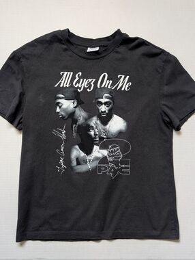 Tupac All Eyes On Me T-Shirt Black 2Pac Rap Tee Hip Hop Crewneck M